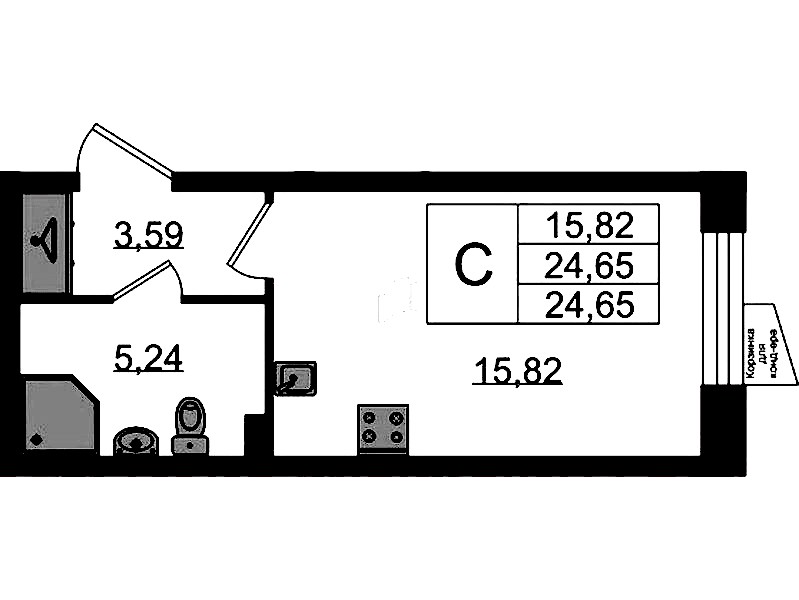 Квартира студия 24.65 м², 2/11 эт., ЖК «VEREN NORT Сертолово»